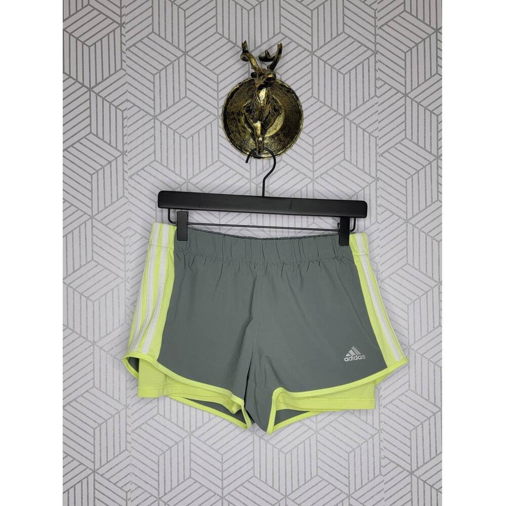 ADIDAS Grey Neon Built-in Short Tricot Shorts Sz M